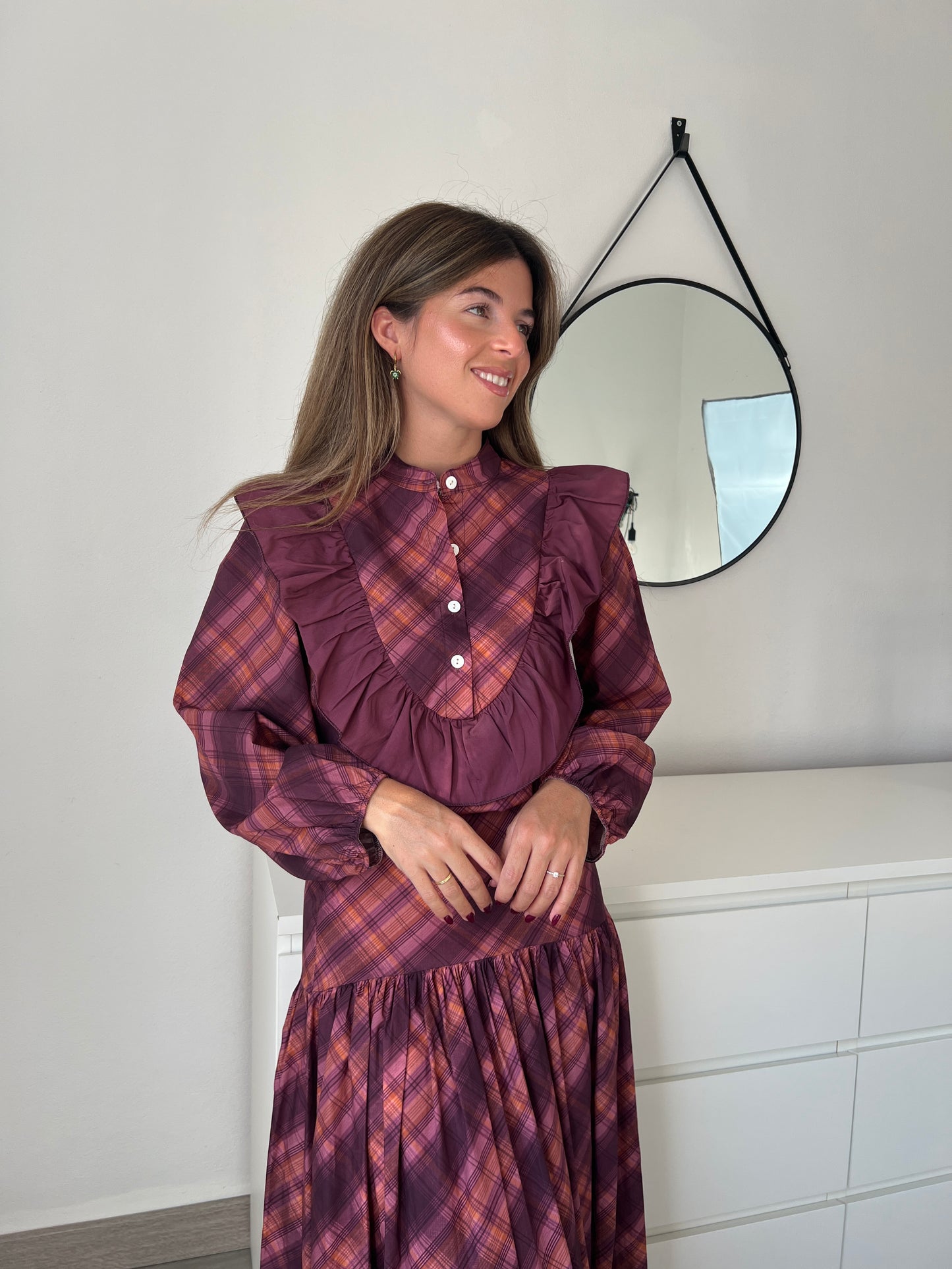 BLUSA CUADROS BURDEOS