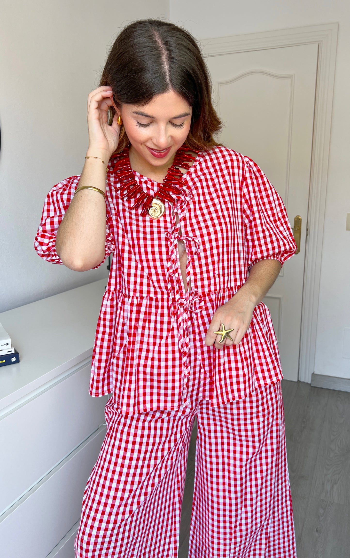 BLUSA VICHY ROJO