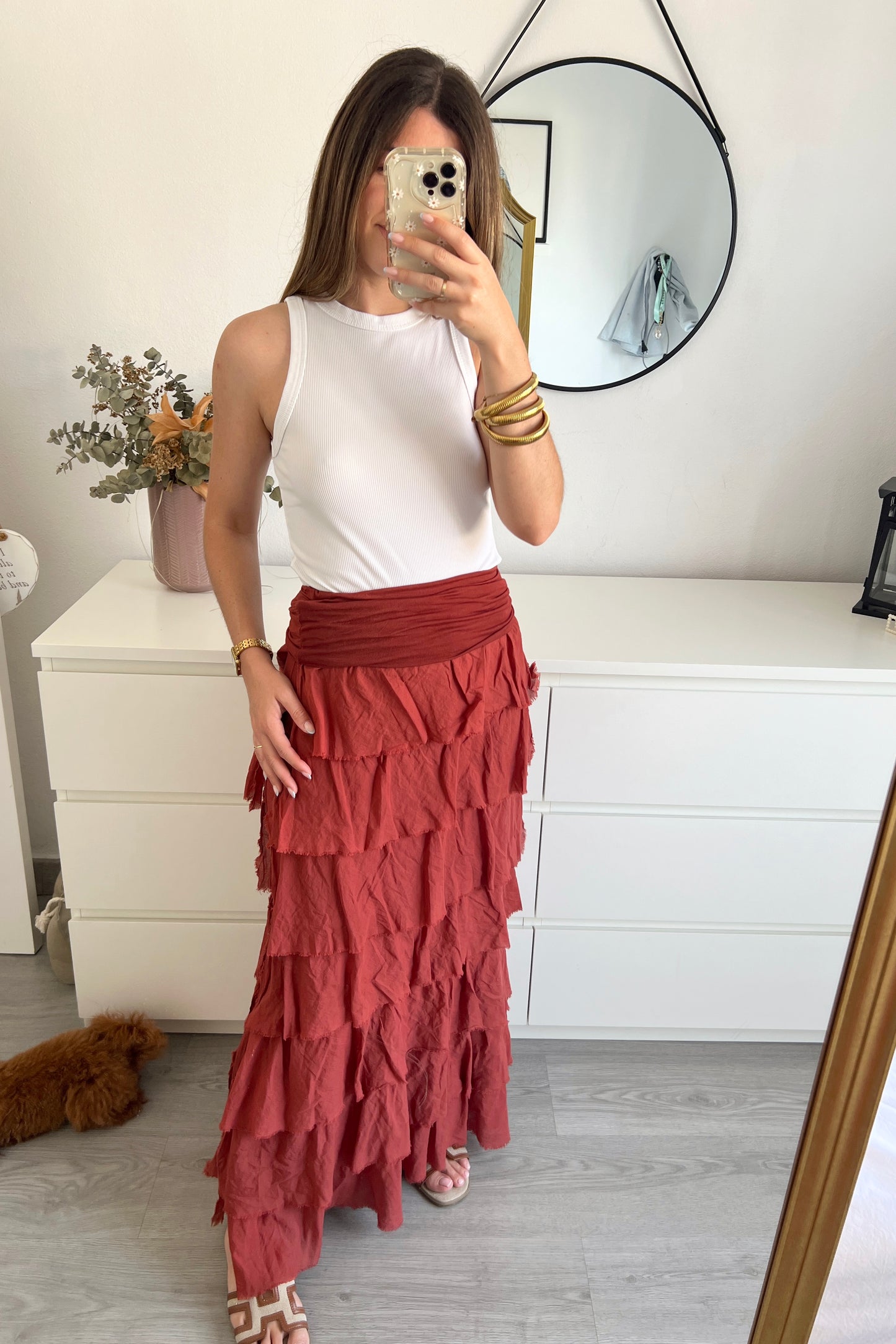 FALDA VOLANTES TEJA