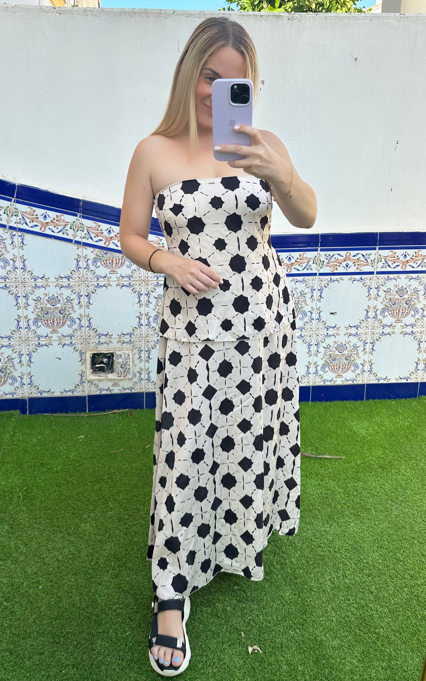 VESTIDO ZAHARA BLANCO Y NEGRO