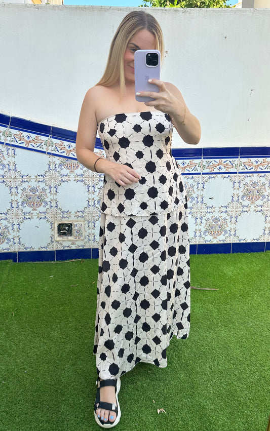 VESTIDO ZAHARA BLANCO Y NEGRO