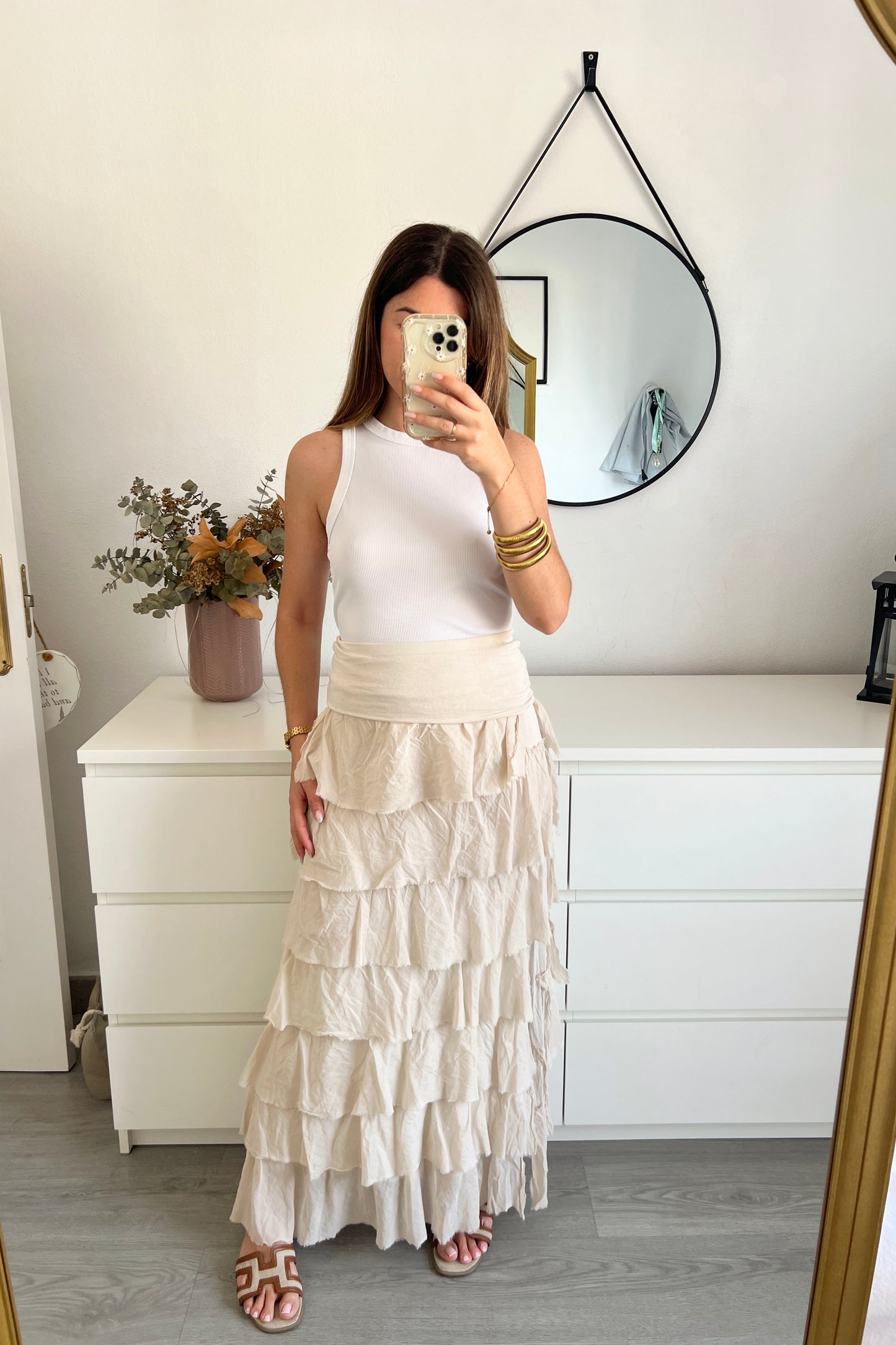 FALDA VOLANTES BEIGE