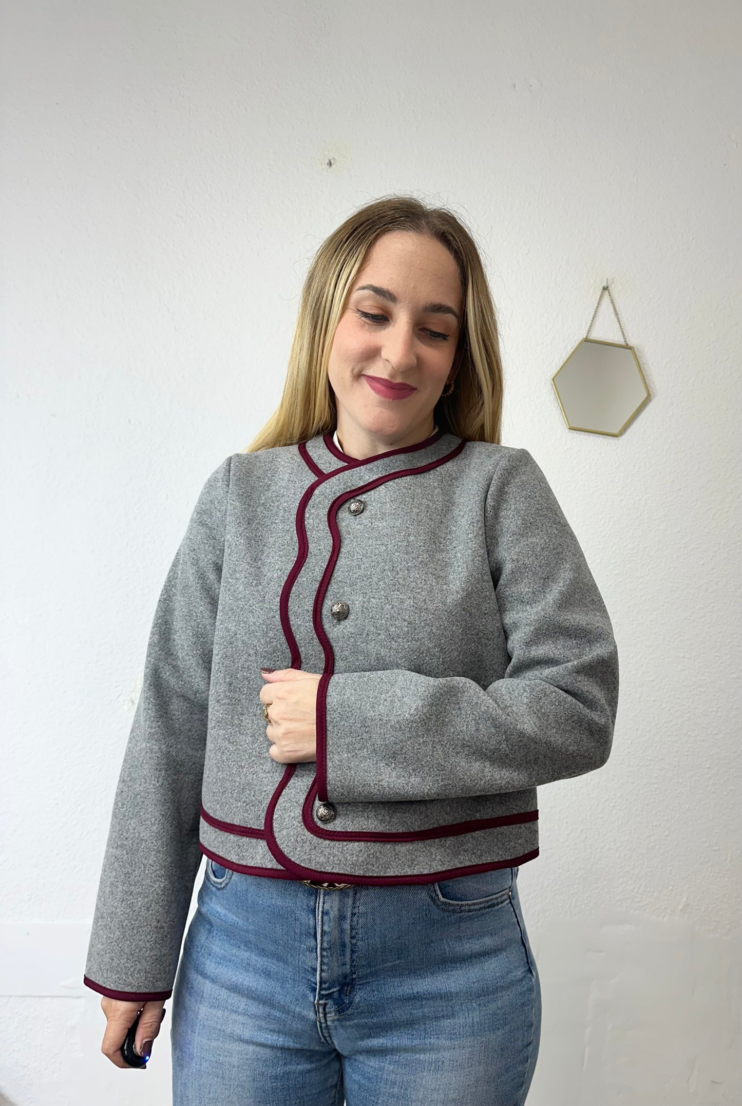 CHAQUETA PAÑO GRIS CLARO