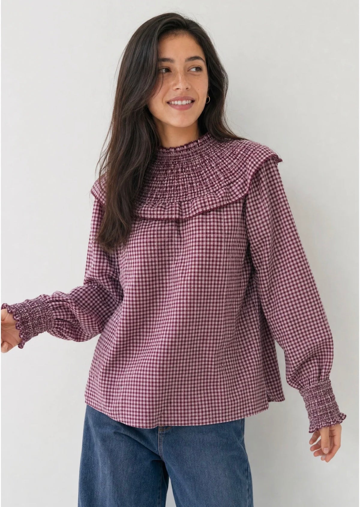 BLUSA VICHY BURGUNDY