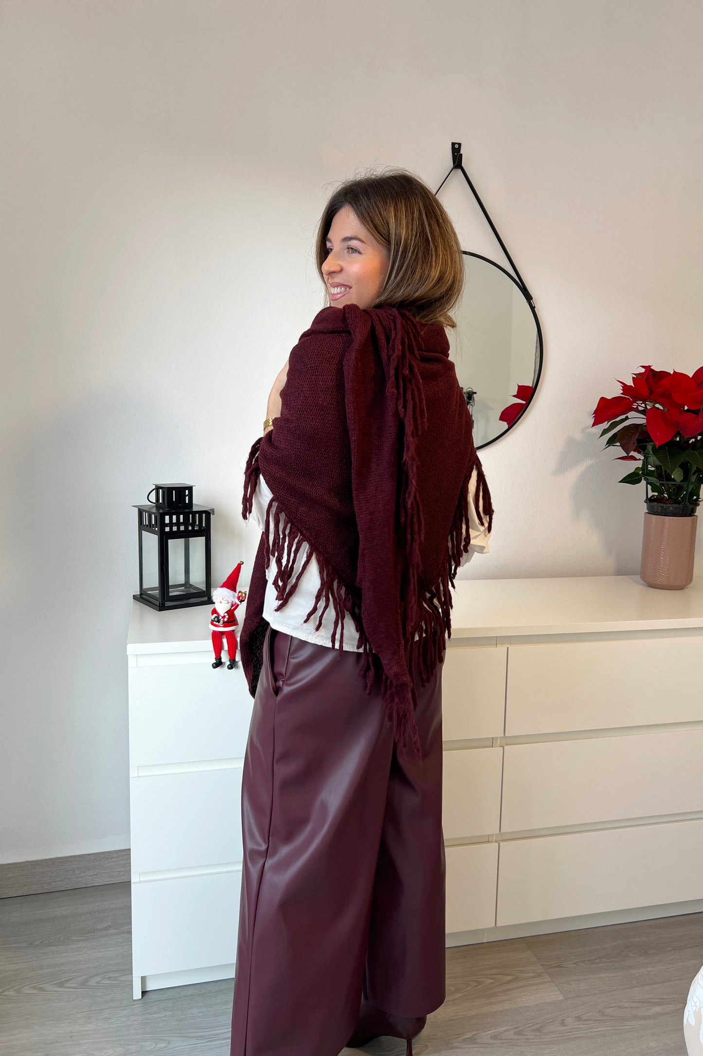 PANTALÓN CUERO BURDEOS