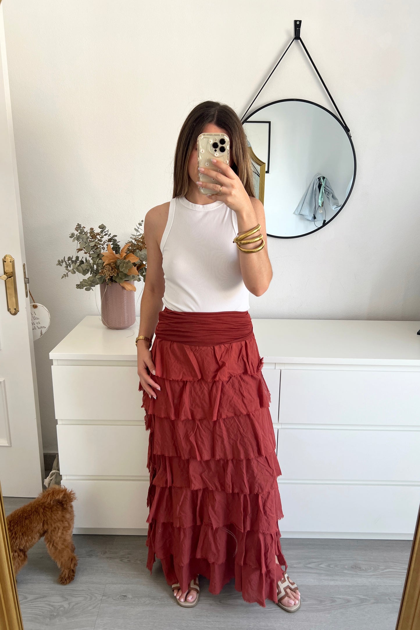 FALDA VOLANTES TEJA