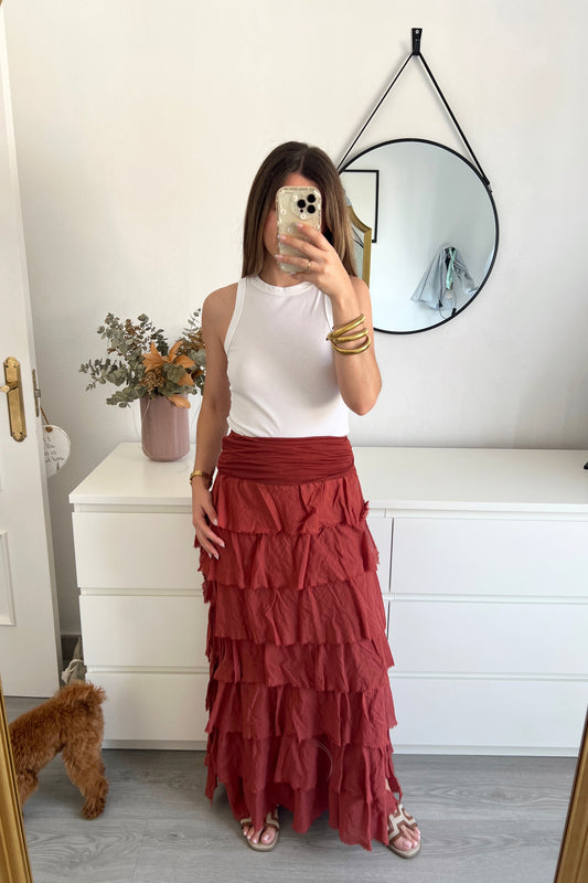 FALDA VOLANTES TEJA