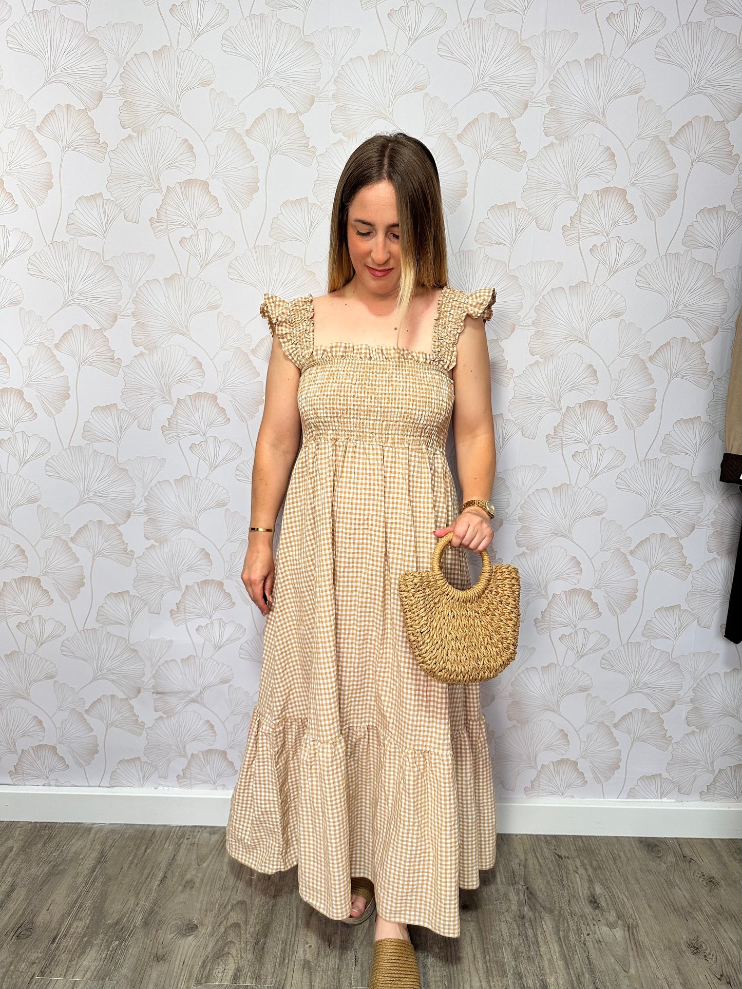 VESTIDO VICHY BEIGE