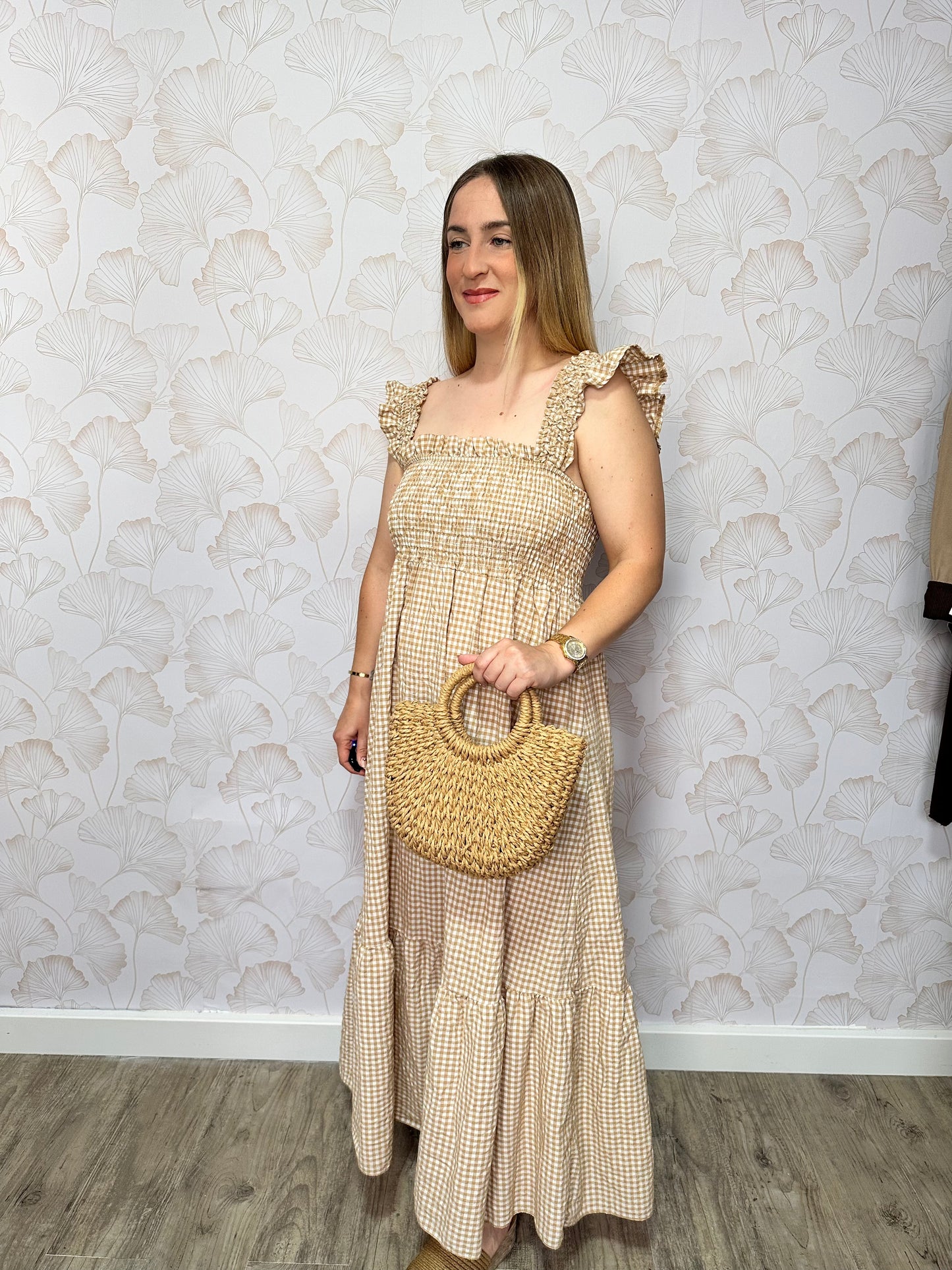VESTIDO VICHY BEIGE