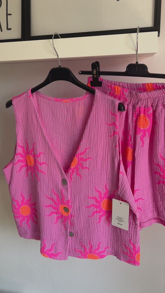 CONJUNTO MUSELINA ROSA